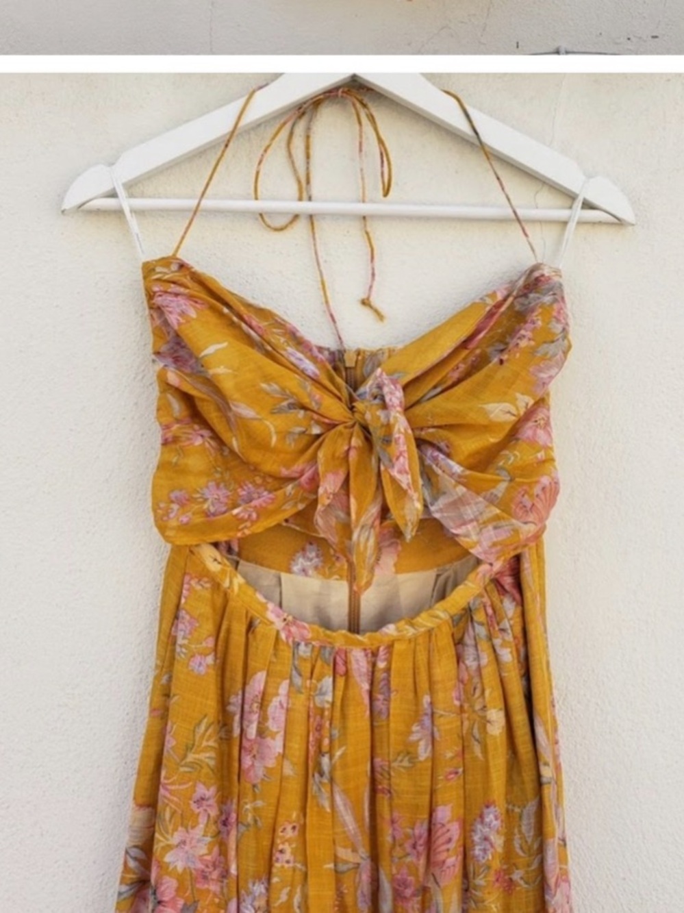 ZIMMERMANN CONFETTI SCALLOP TIE DRESS IN MUSTARD YELLOW - Picture 6 of 12